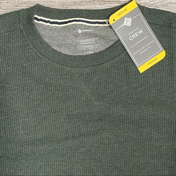 2pc Bundle lot Member's Mark Men's thermal Long Sleeve Crew NWT olive green M - Picture 4 of 5
